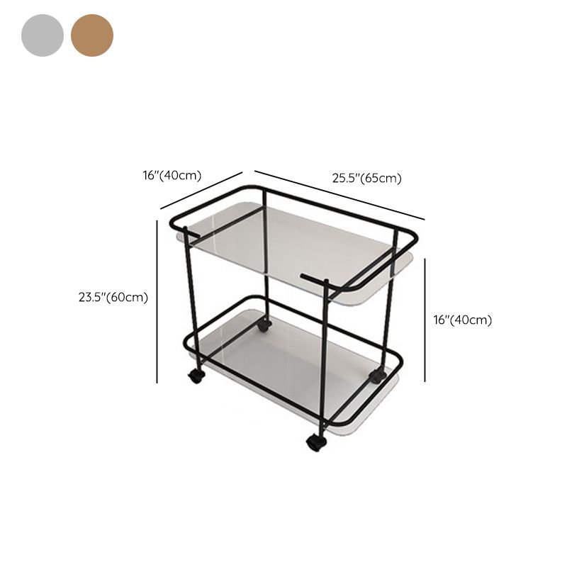 Contemporary Glass End Table with Casters Shelf Included 25.6"w Side Table