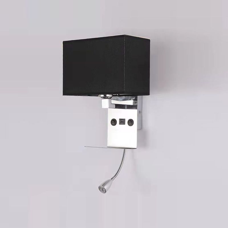 Contemporary Metal Reading Wall Light 10" Wide Wall Sconce with Natural Burlap