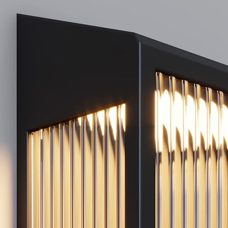 Simple Wall Sconce Black Outdoor Wall Light Fixture with Glass