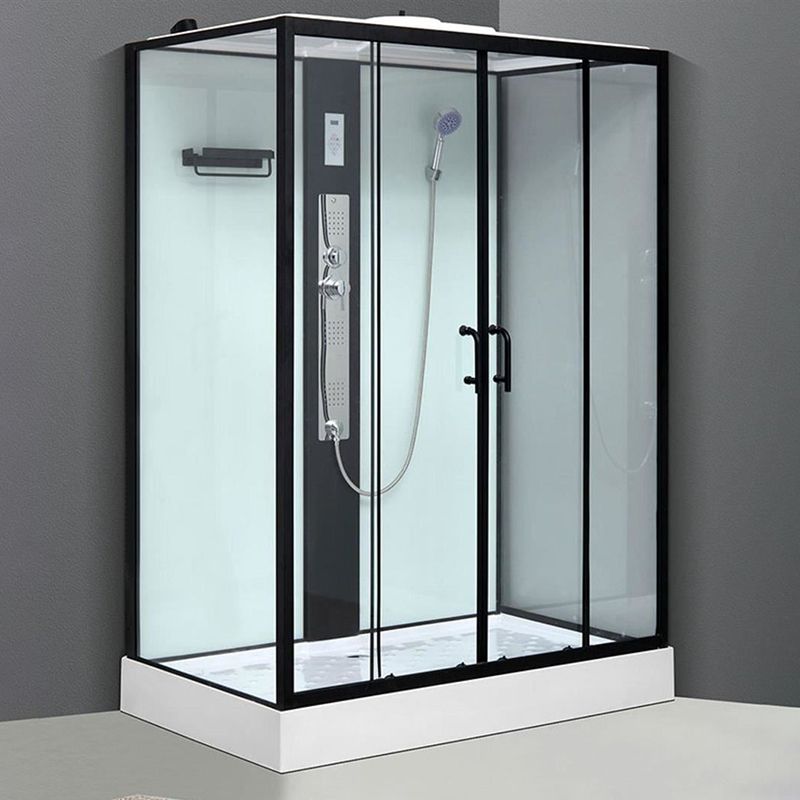 Framed Single Sliding Shower Stall Rectangle Frosted Shower Stall