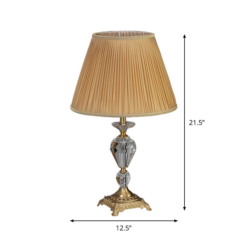 Lámpara nocturna de urna de cristal transparente iluminación de lectura contemporánea de 1 luces en amarillo con sombra plisada