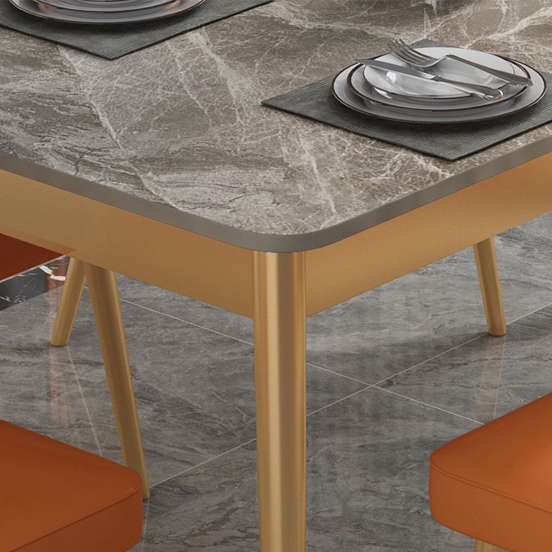 1/2/7 PCS Juego de comedor de glamour de metal con mesa de mesa rectangular
