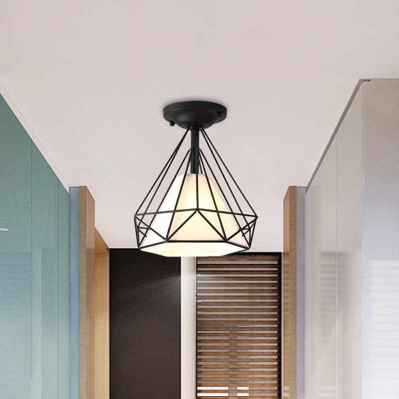 Fil de diamant moderne Ceiling Lamp 1 Light Iron Glass Ceiling Mount Light for Corridor Room