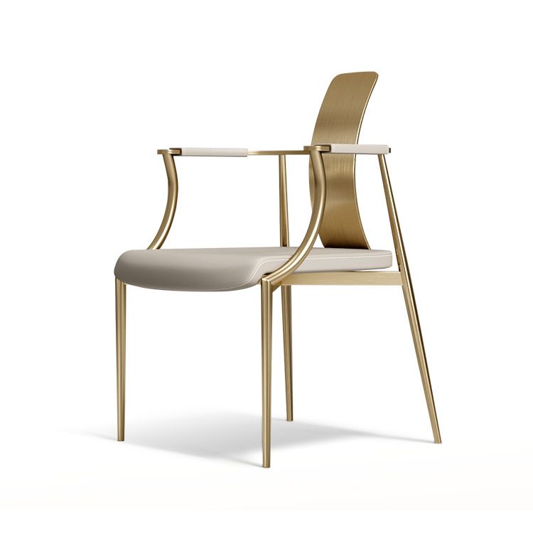 Glam Armrest Backrest Cushion Chair with Metal Legs for Living Room