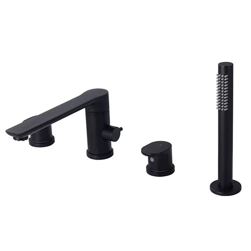 Deck Mounted Tub Filler Copper Lever Handle Low Arc Handshower Tub Filler