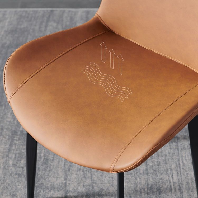 Sillas de comedor de cuero estilo moderno Sillas auxiliares sin brazos con respaldo macizo (juego de 2)