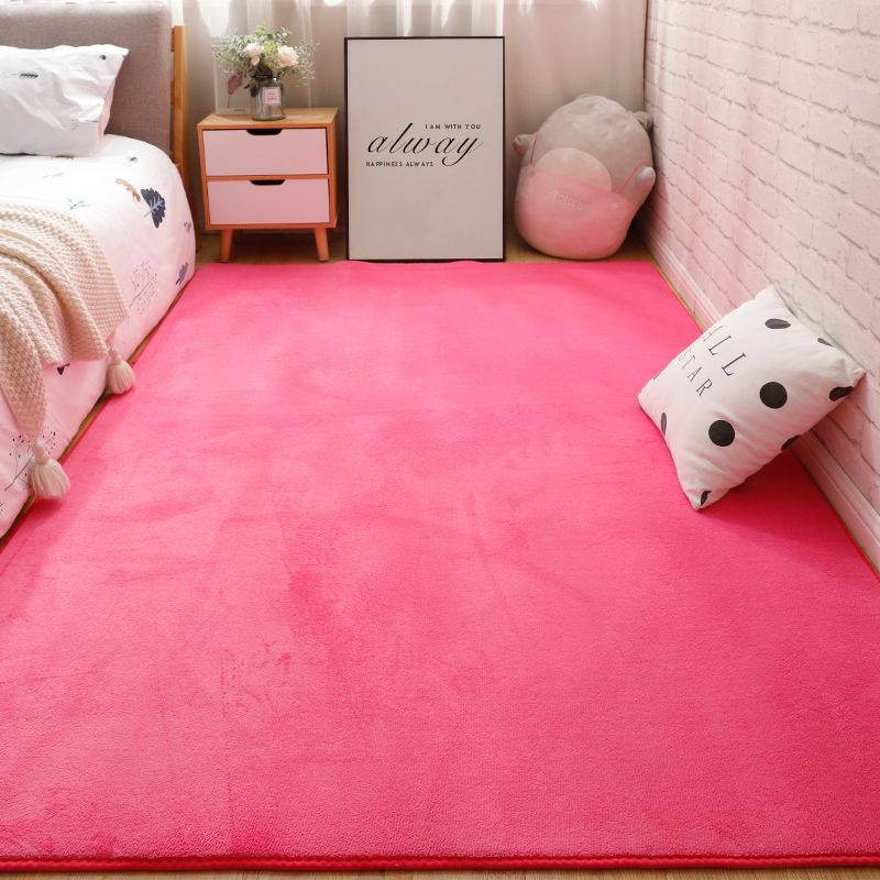Stylish Solid Color Carpet Green Polyester Area Rug Stain Resistant Area Rug for Bedroom