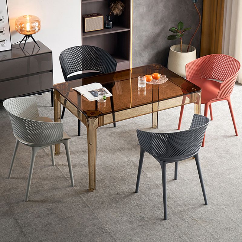Open Back Dining Side Chair Modern Home Plastic Dining Arm Chair