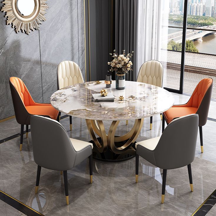 Glam Restaurant Sintered Stone Table Round Pedestal Dining Table