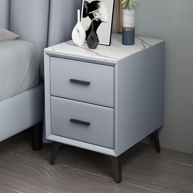 Modern Slate Top Night Table Bedroom 2 Drawers Night Stand with Legs