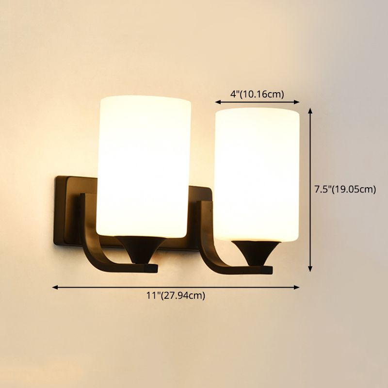 Black Sconce Light Fixtures Milk Glass Industrial Wall Mounted Lamps for Living Room