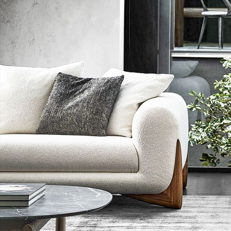 Modern Style Sofa Low Back with Sponge Cushion Filling Solid Wood Feet Sofa Bed