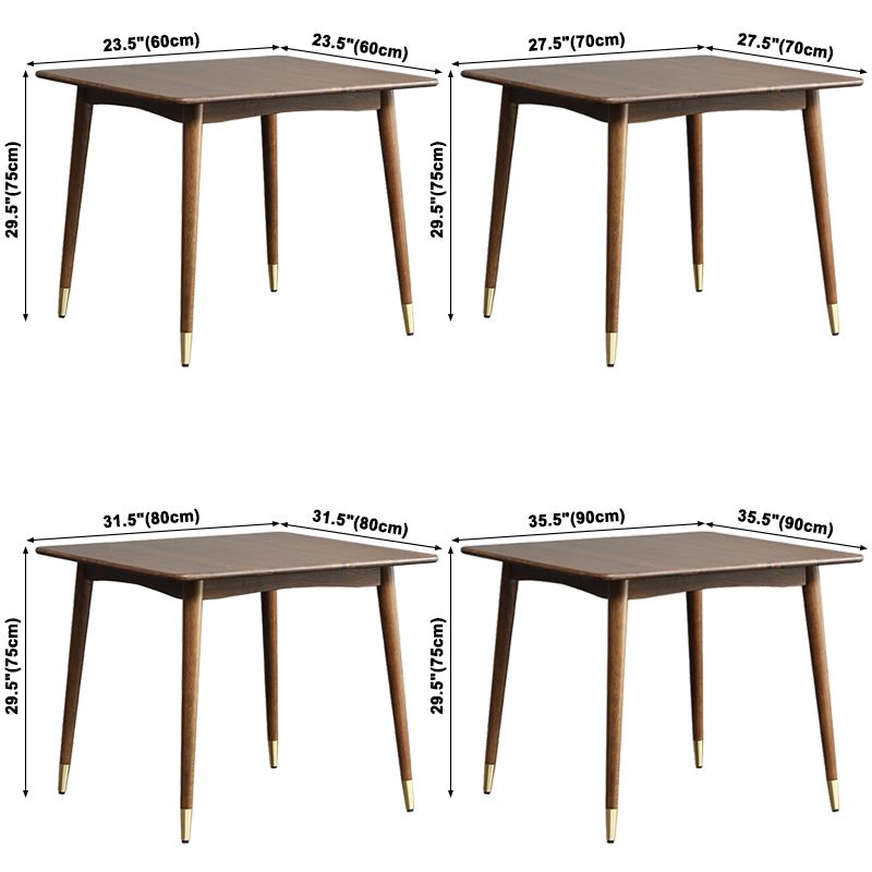 Table à manger industrielle carrée, Table fixe couleur bois avec bois massif de chêne
