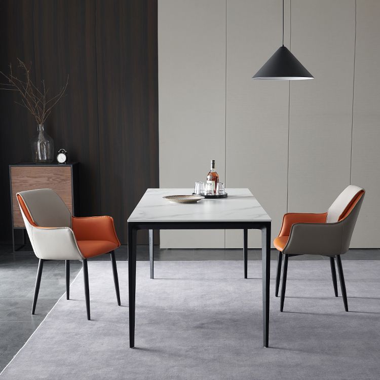 Modern Dinette Set 1/3/4 Pieces Rectangle White Sintered Stone Top Dining Table Set