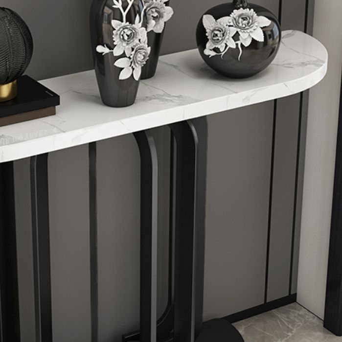 Glam Marble Console Accent Table Half Moon Console Sofa Table for Hall
