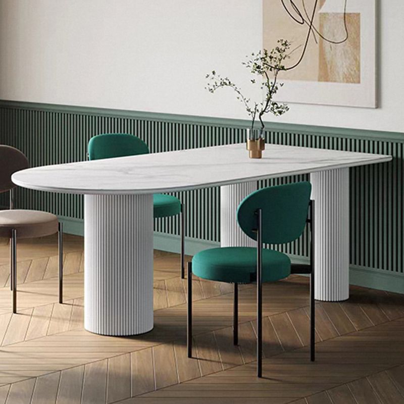 Metal Contemporary Free Form Dining Table Marble Top Table for Dining Room and Kitchen