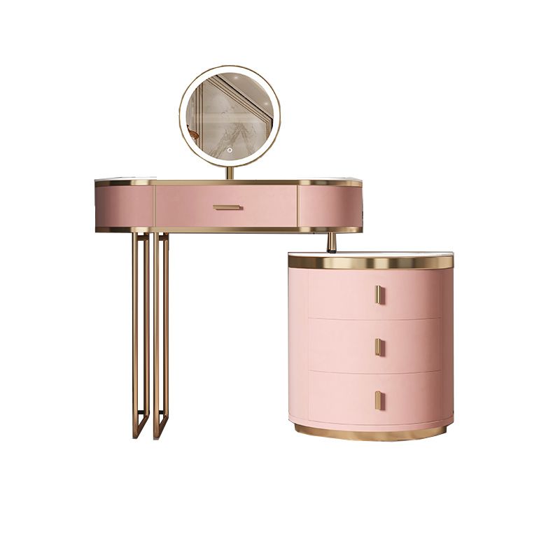 29.52" Height Pink Slate Top Dressing Table with Drawers Make-up Vanity