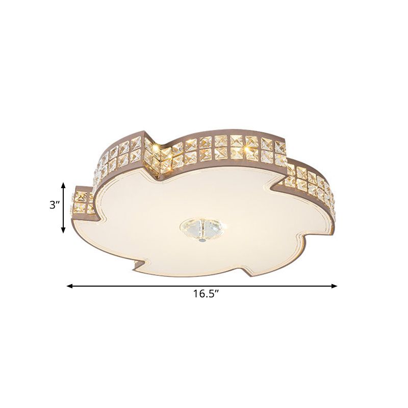 Champagne LED Flush Ceiling Light Modern Square-Cut Crystals Spiral Shape Lighting Fixture, 16.5"/21.5" Width