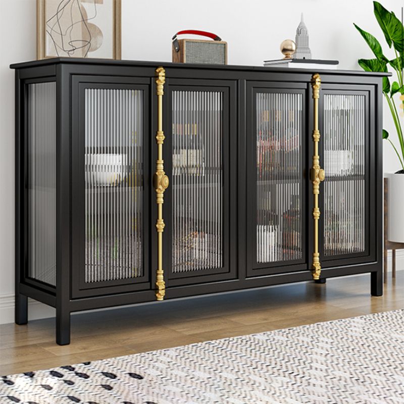 Contemporary Display Stand Metal Glass Doors Curio Cabinet with Doors