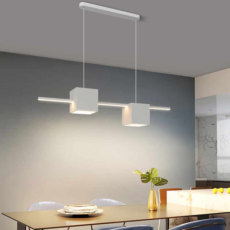 LED Island Light Modern White Island Hanging Light with Silica Gel Shade for Dining Room