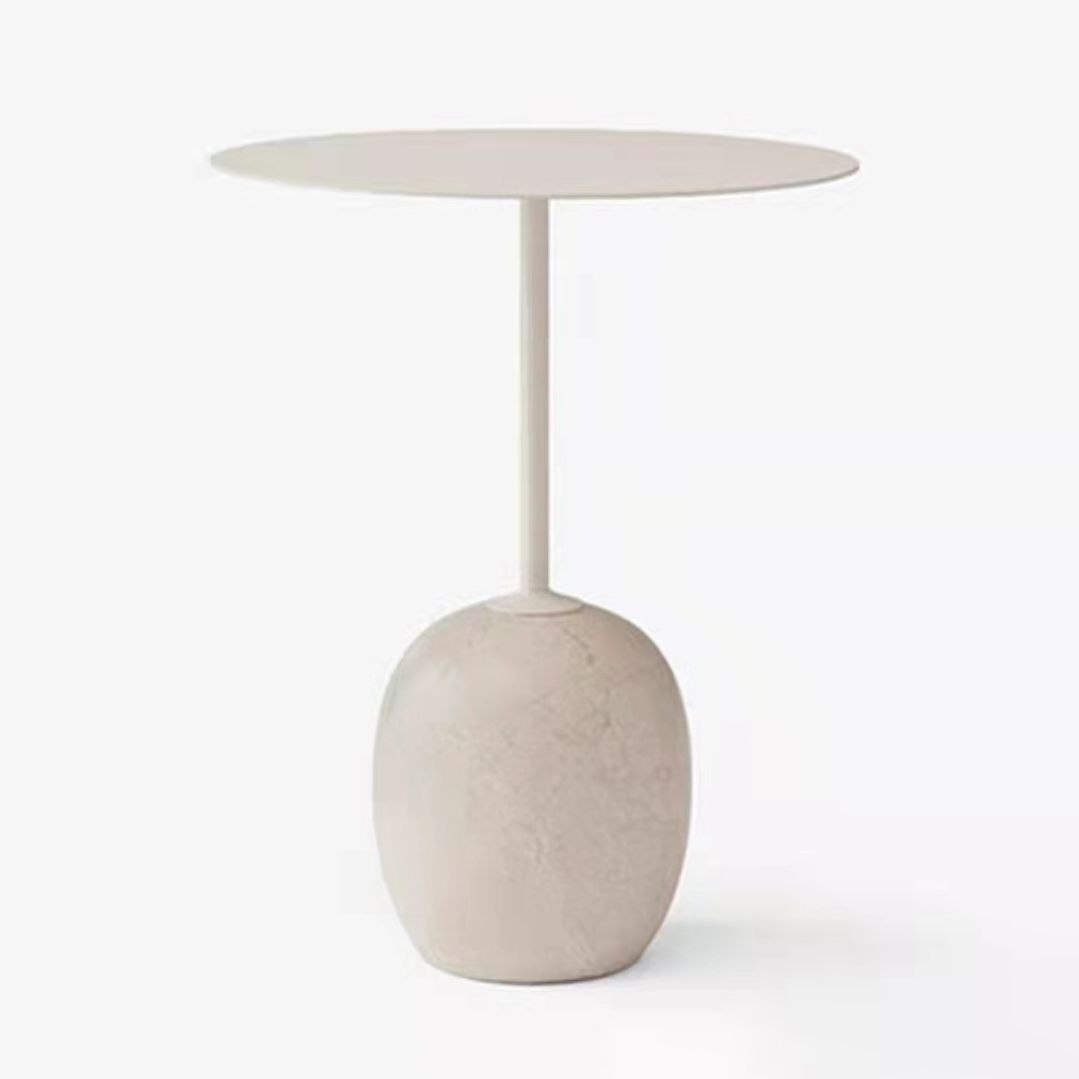 Round Metal Table Marble Pedestal Base Medieval Modern Style Side Table