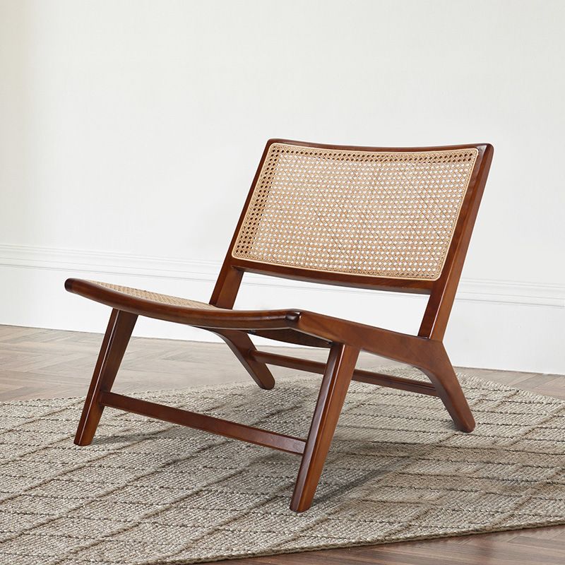 Leather Woven Back Chair Basic Four Leg Lounge Chair for Living Room