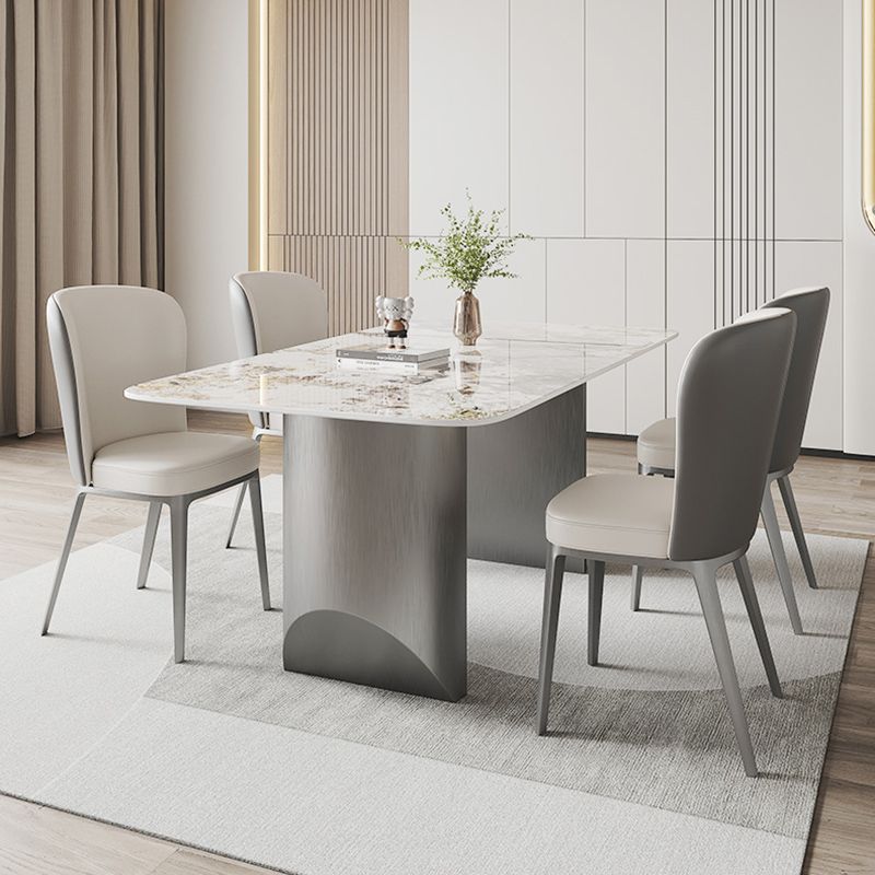 Contemporary Dining Set 1/5/7 Pcs Sintered Stone Dining Table with Upholstered Chairs