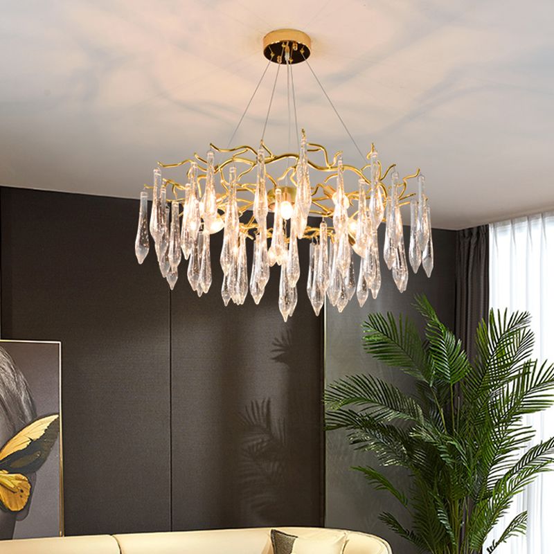 Tränenformform Kristallleuchter modernes Aluminium nach unten -Beleuchtung zum Studium