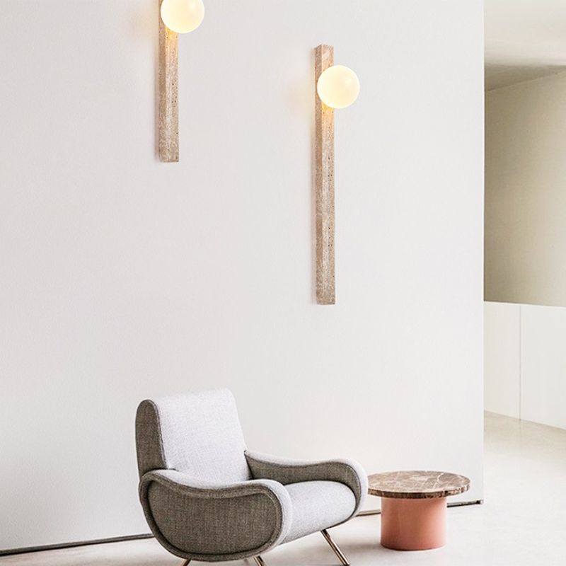 Contemporary Stone Shade Wall Sconce Lighting Linear Shape Wall Lamp for Bedroom