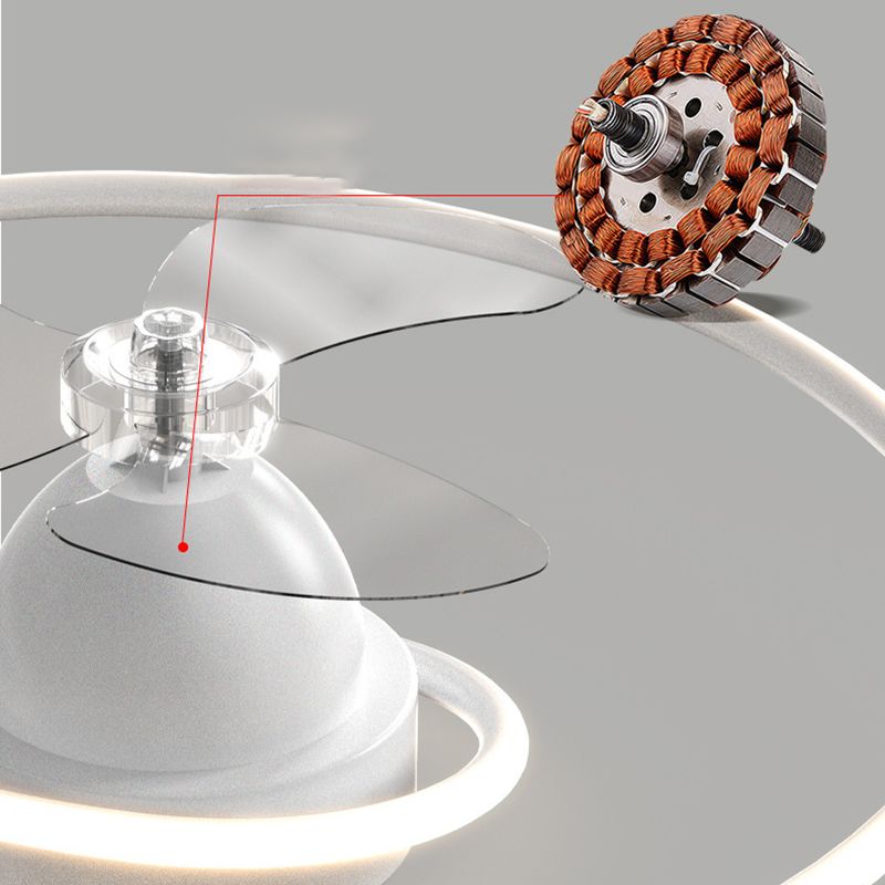 3-Blade Contemporary Ceiling Fan Polish Finish LED Fan with Light for Foyer