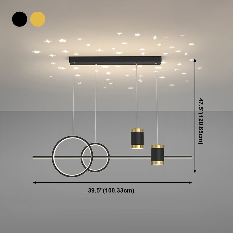 Modern Style Geometric Hanging Pendant Lights Metal 5 Light Pendant Light Fixtures