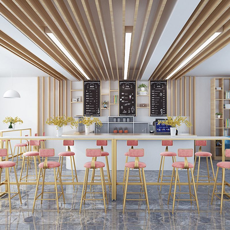 White Faux Marble Table Modern Style Bistro Table with Gold Base