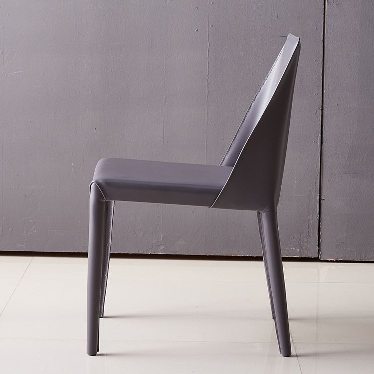 Minimalist Design Leather Dining Chair for Home Solid Back Chair