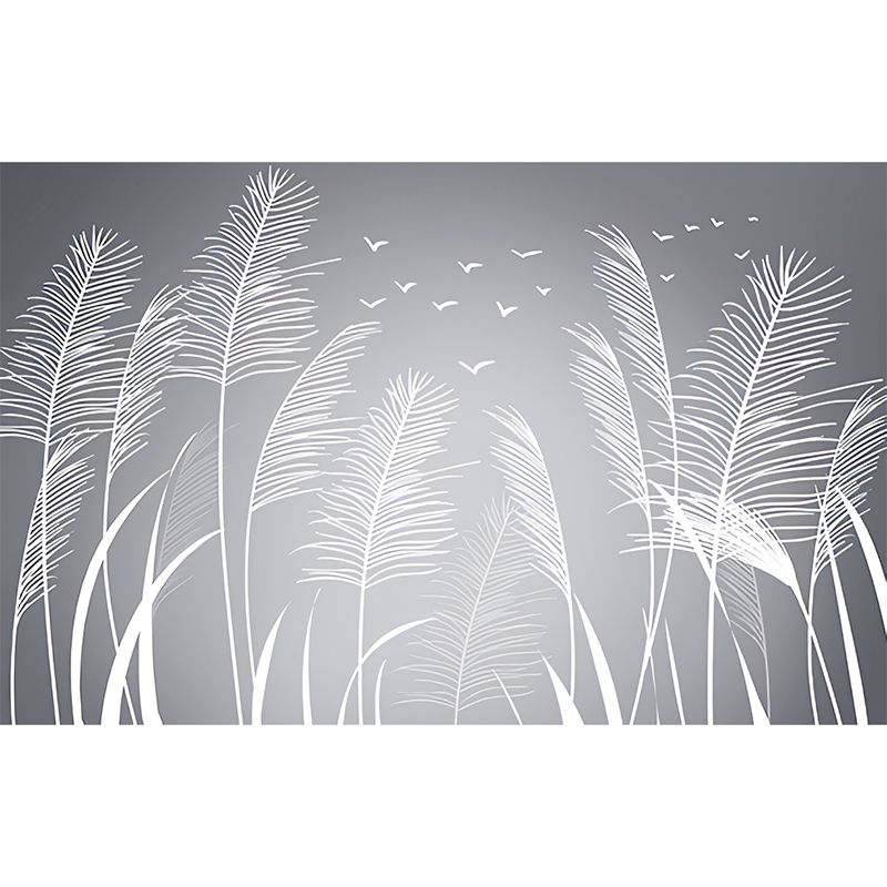 Customized Grey Tree Mural Wallpaper for Living Room, Non-Woven Material