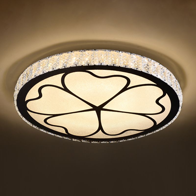 Circulaire Flush Light Artistique K9 Crystal Dining Room LED Flush Ceiling Light Fixture in Stainless-Steel