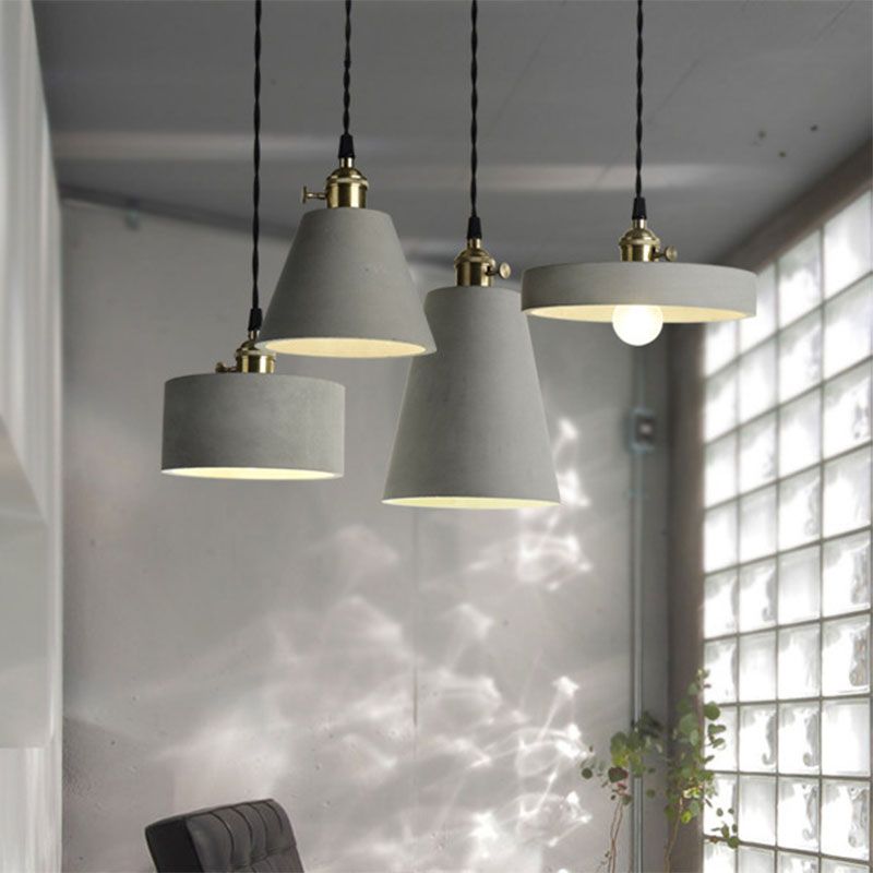 Moderne Einlichtgrau-Zementrahmen Anhänger Licht für Esszimmer Schlafzimmer