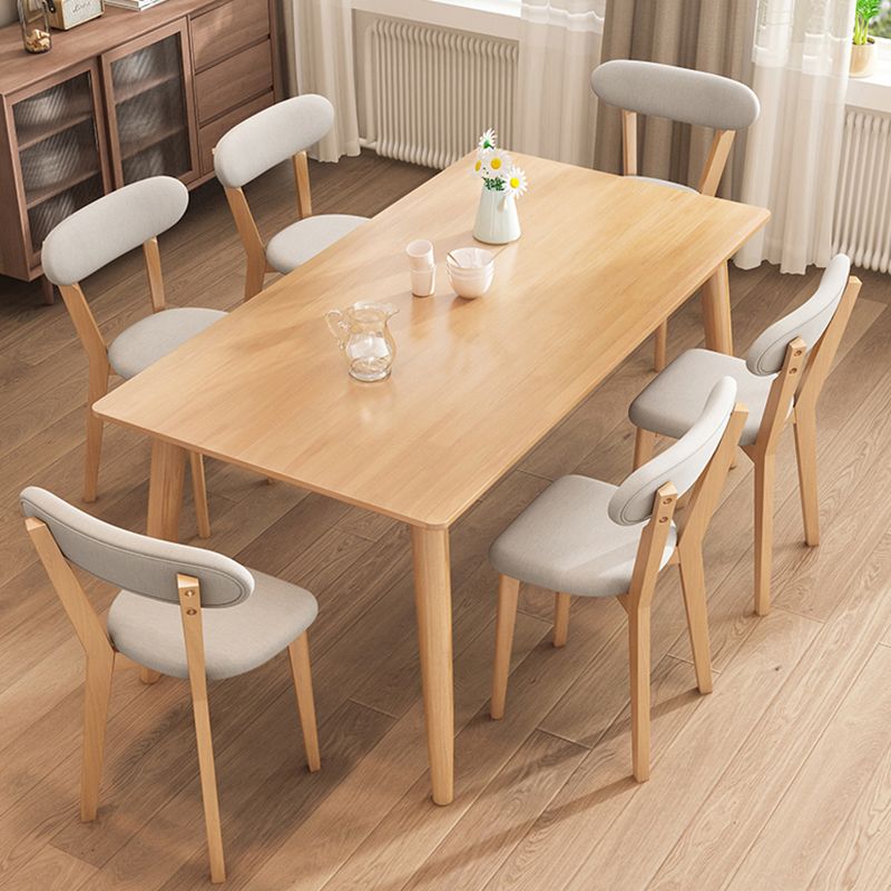 Rectangle 4 Legs Modern Dining Table Wood Color Fixed Table of Solid Wood