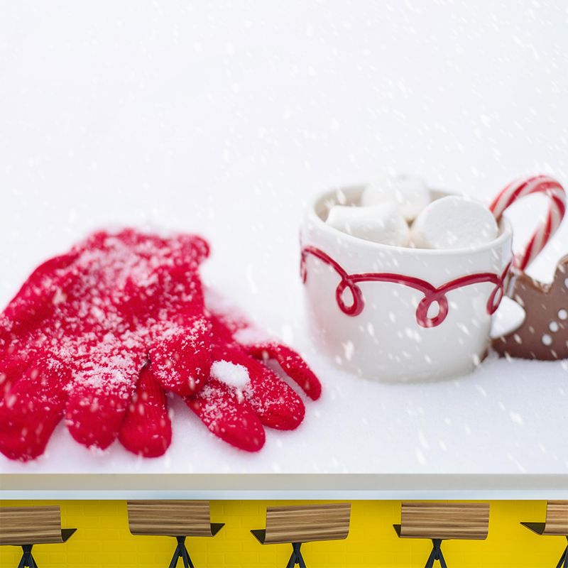 Modern Mural Dessert with Marshmallow Pattern Wall Covering Environment Friendly for Dessert Shop