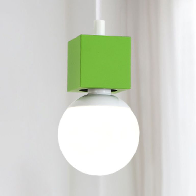 Loft Stylish Bare Lampe Decke Hanges Licht mit quadratischem Design 1 Kopf Metallic Anhänger Beleuchtung in Grau/Rot