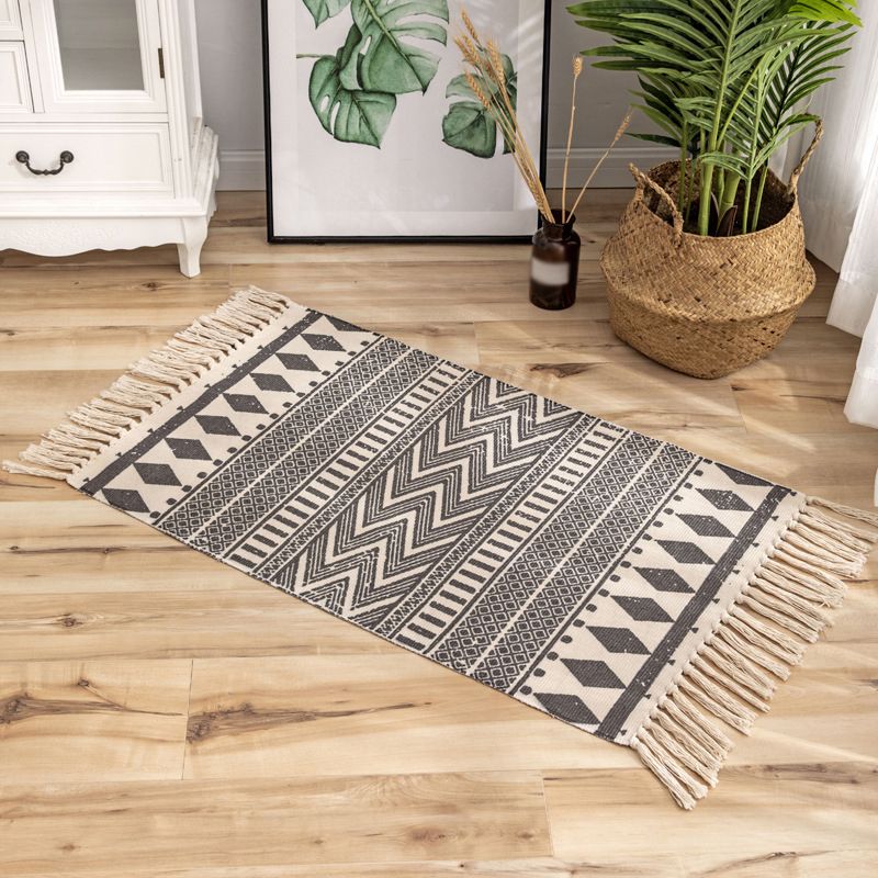 Tappeto da tappeto con tappeto con frangia solida bohémien per decorazione per la casa