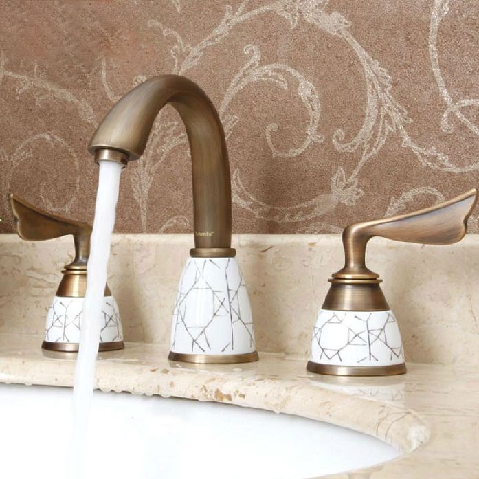 Deck Mounted Roman Tub Faucet Low Arc Bronze Roman Tub Faucet Set