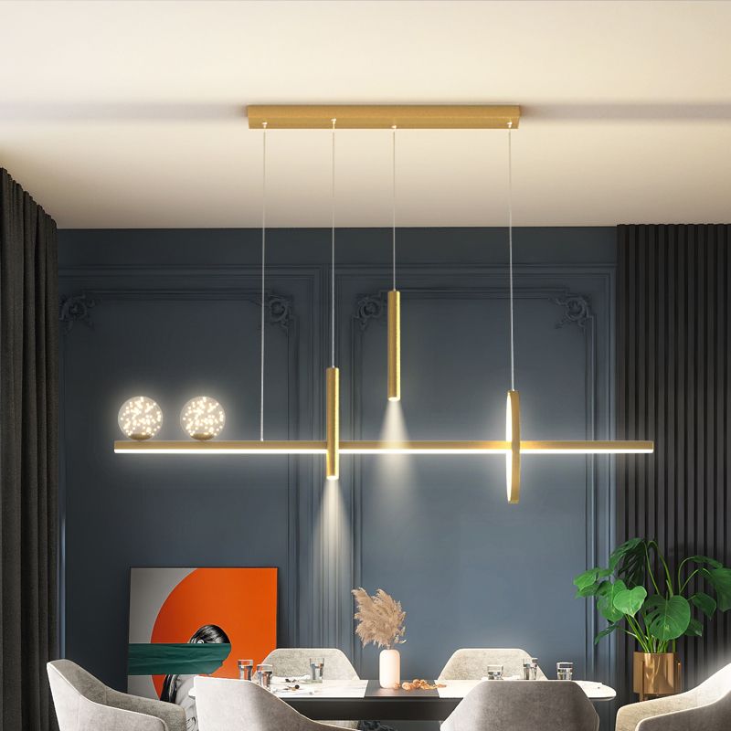 Modern Chandelier Linear Clear Glass Island Chandelier Lights for Dining Room