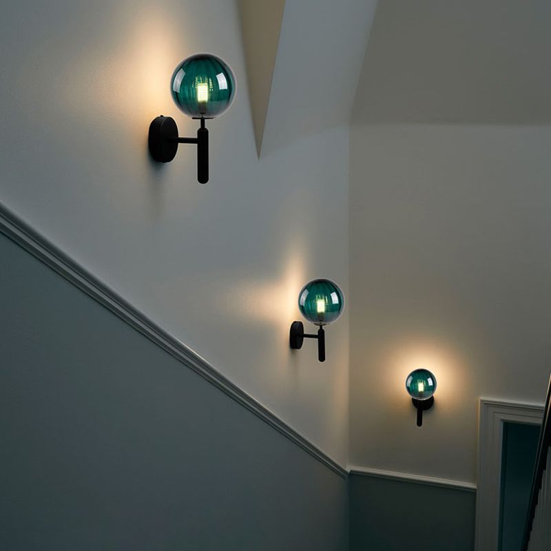 Nordische Wand montieren leichte moderne runde Glasschatten Wandleuchte für Wohnzimmer