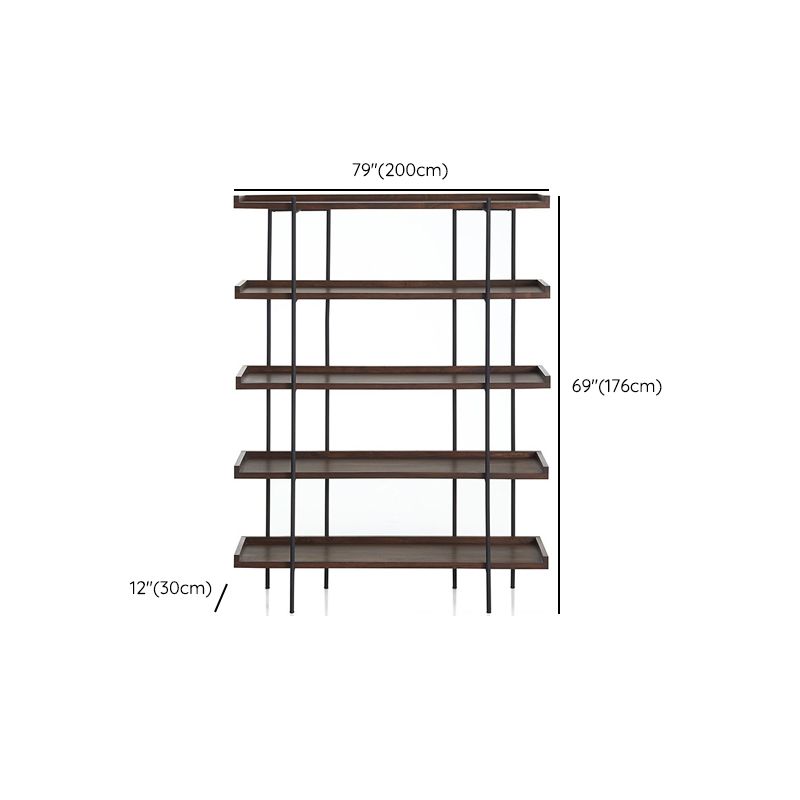 Etagere Open Back Bookshelf Wooden Industrial Bookcase with Shelves