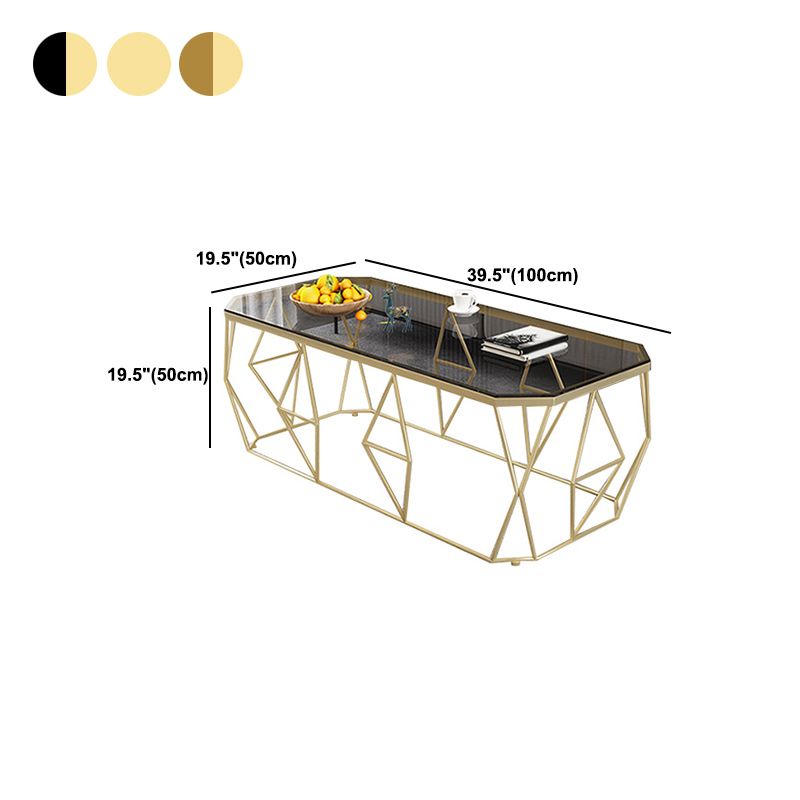 Modern Frame Coffee Table Rectangular Glass Top Cocktail Table for Living Room