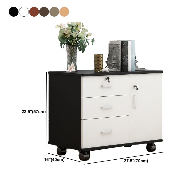 Modern Side Cabinet Wooden Accent Cabinet with 1 Door and 3 Drawers