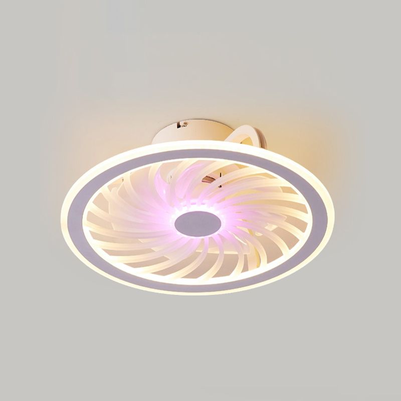 Weiße Kreis Deckenventilator Lampe Minimalistische Acryl -LED Semi Flush Mount Deckenleuchte