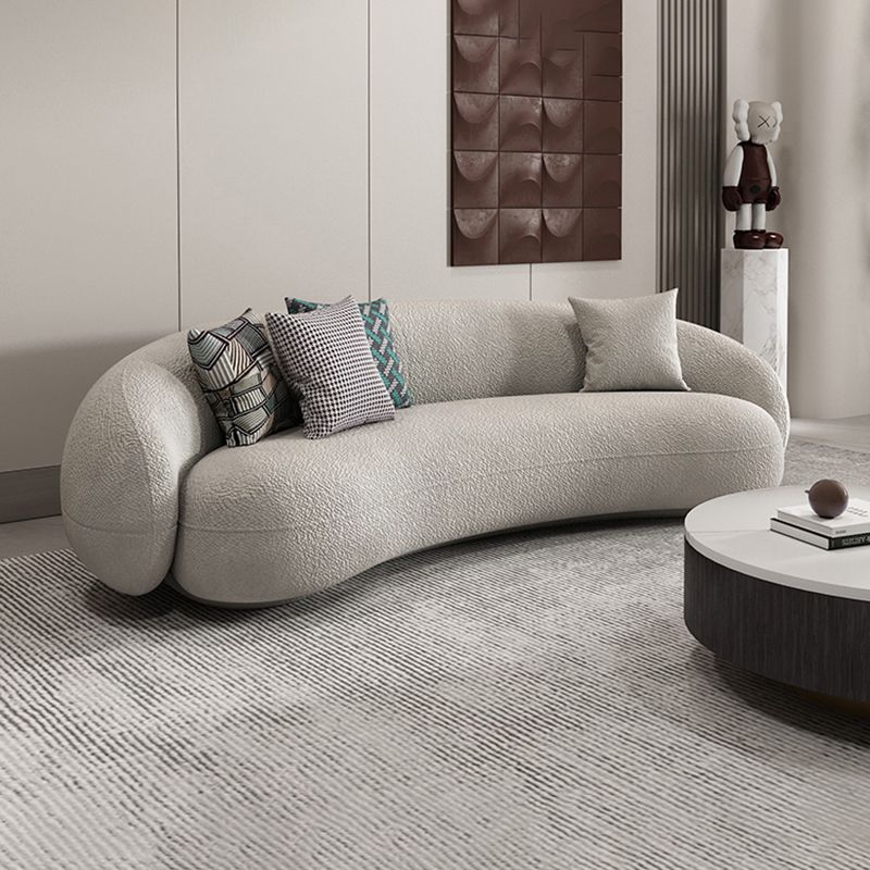 Wool Sloped Arm Sofa Contemporary Curved Sofa for Living Room, Apartment