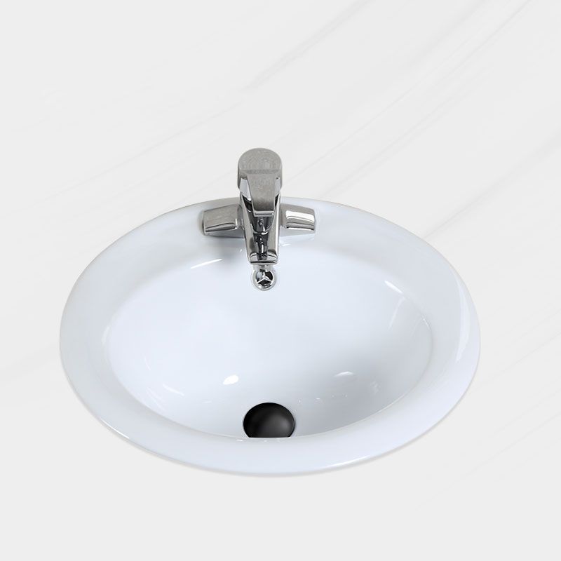 Classical Basin Sink Solid Color Porcelain Bathroom Sink in White