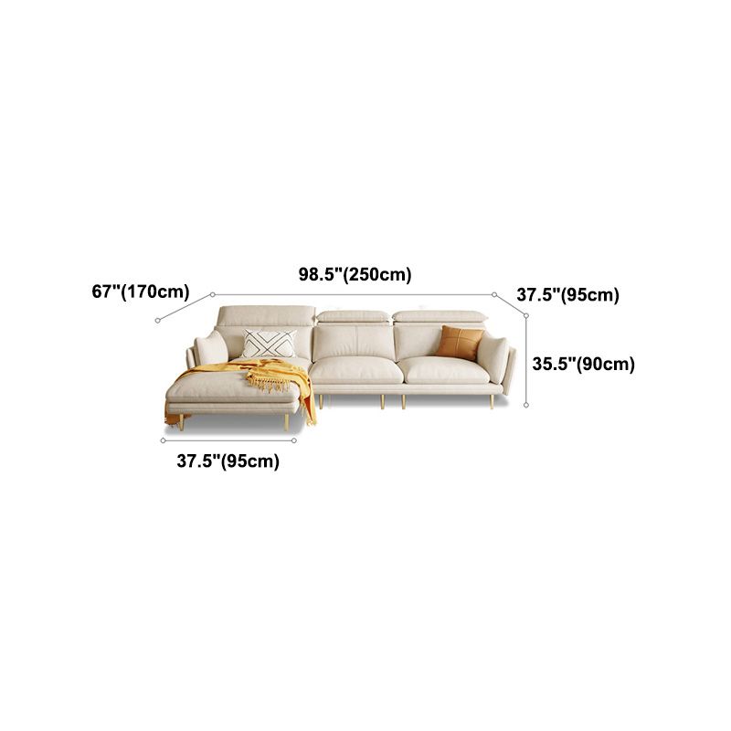 Cream Faux Leather Sofa/Sectional with Storage Bag Adjustable Sofa for Living Room